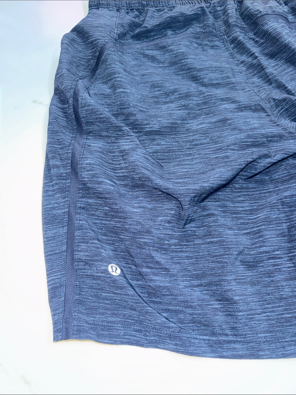 lululemon athletica Heathered Blue Performance Shorts Pace Breaker